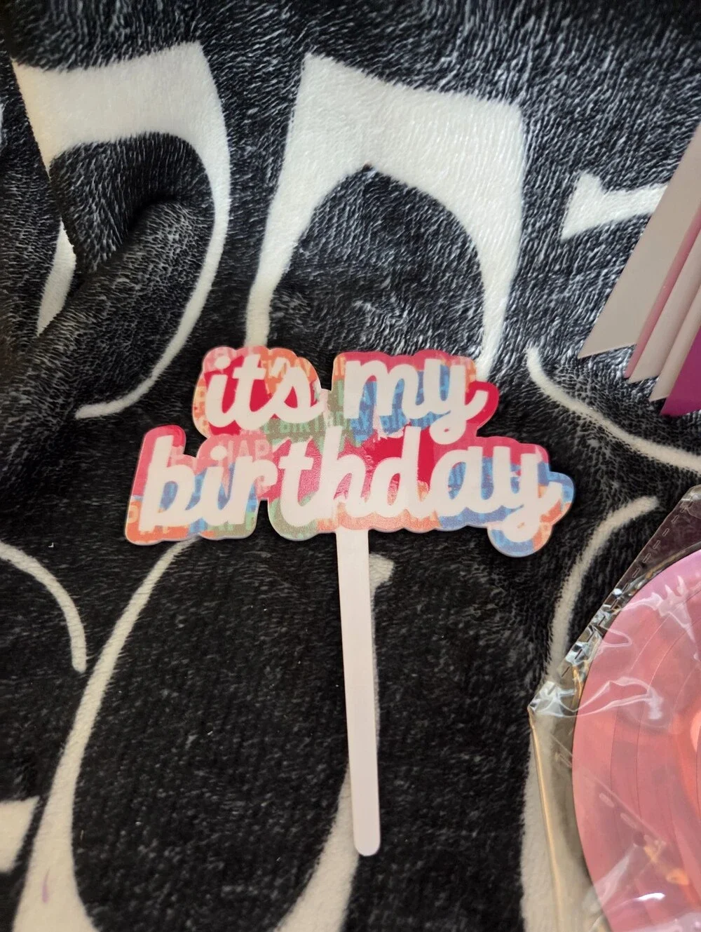 Pink 'It's My Birthday' Party Banner and Picks Set, EUC & NWOT